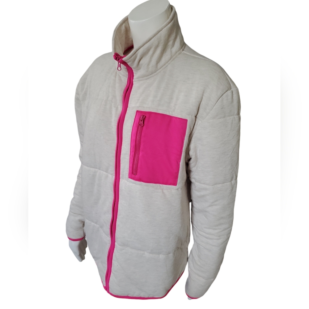 Cabana by Crown Ivy Ivory Pink Puffer Jacket. Size Large.